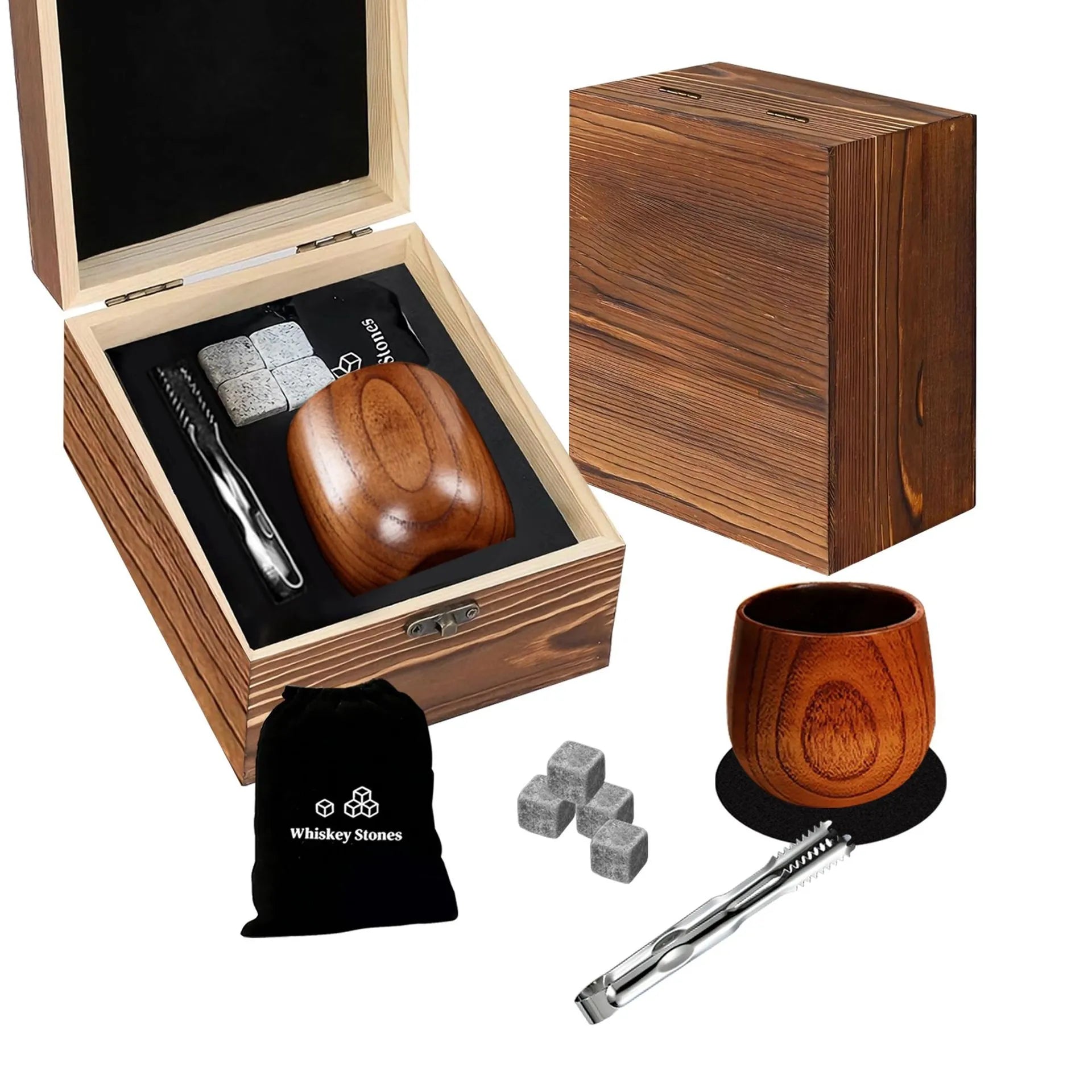 Charred Jujube Wooden Whiskey Cup Gift Set