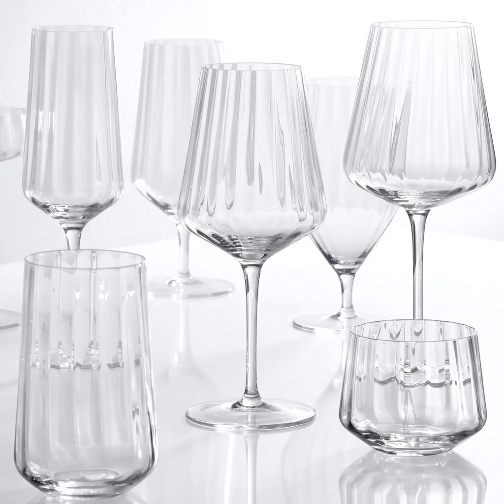 Iridescent Ribbed Wine & Cocktail Glasses – Aura Collection