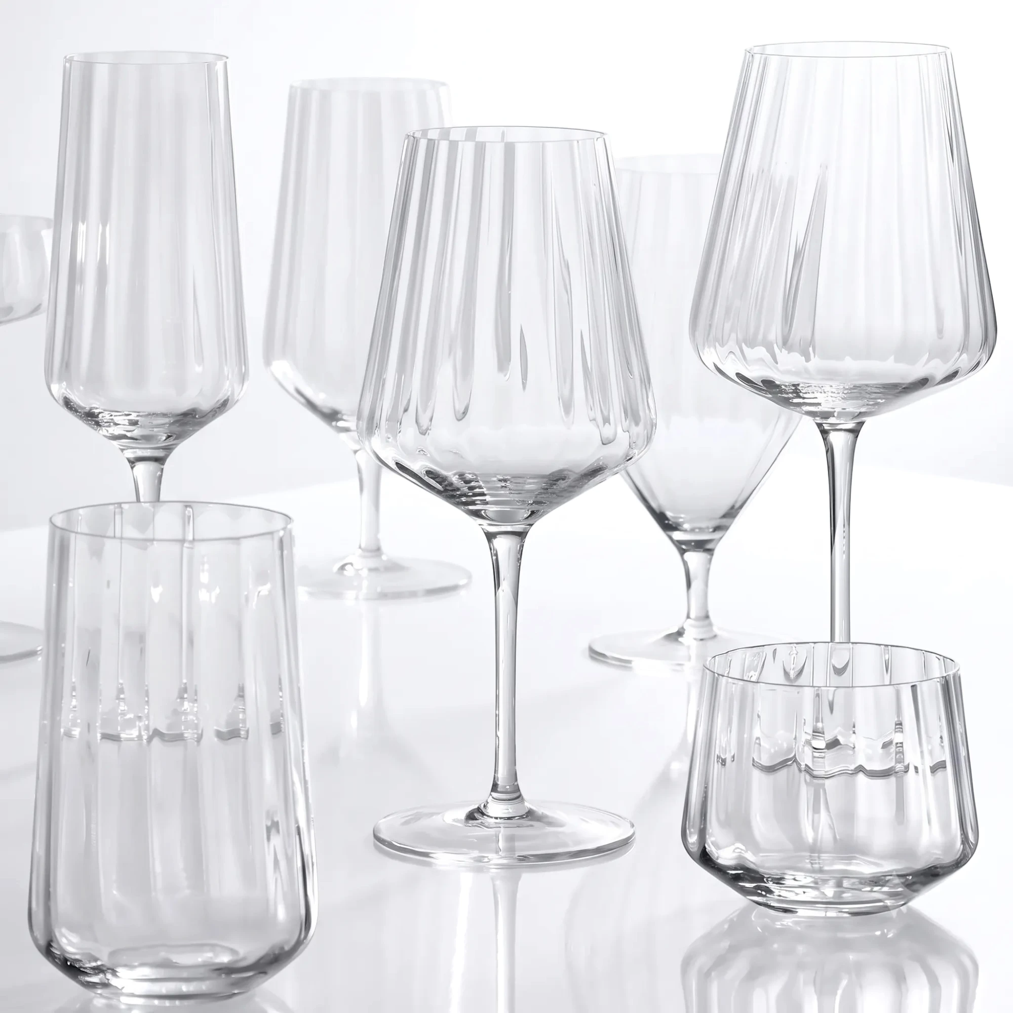 Iridescent Ribbed Wine & Cocktail Glasses – Aura Collection