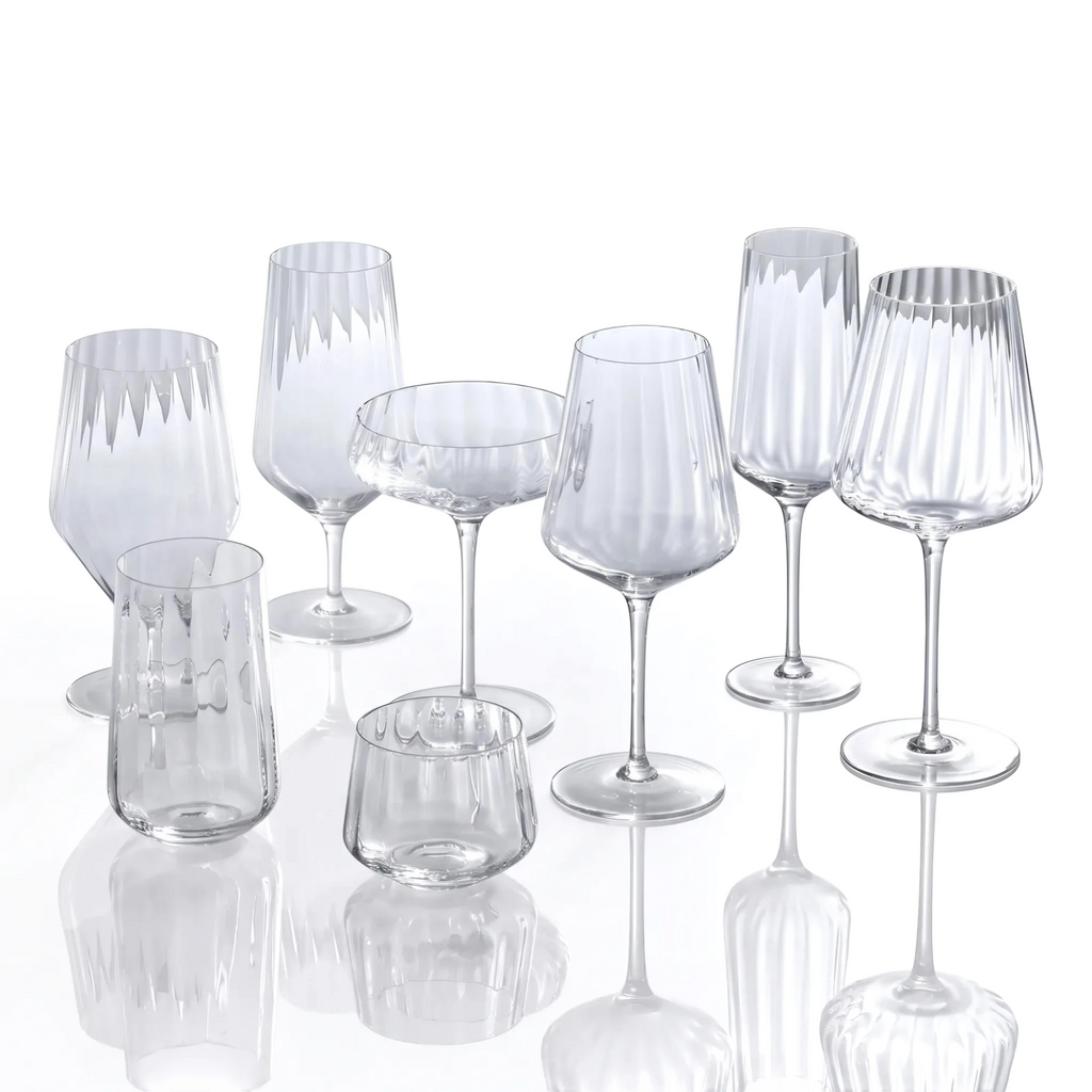 Iridescent Ribbed Wine & Cocktail Glasses – Aura Collection