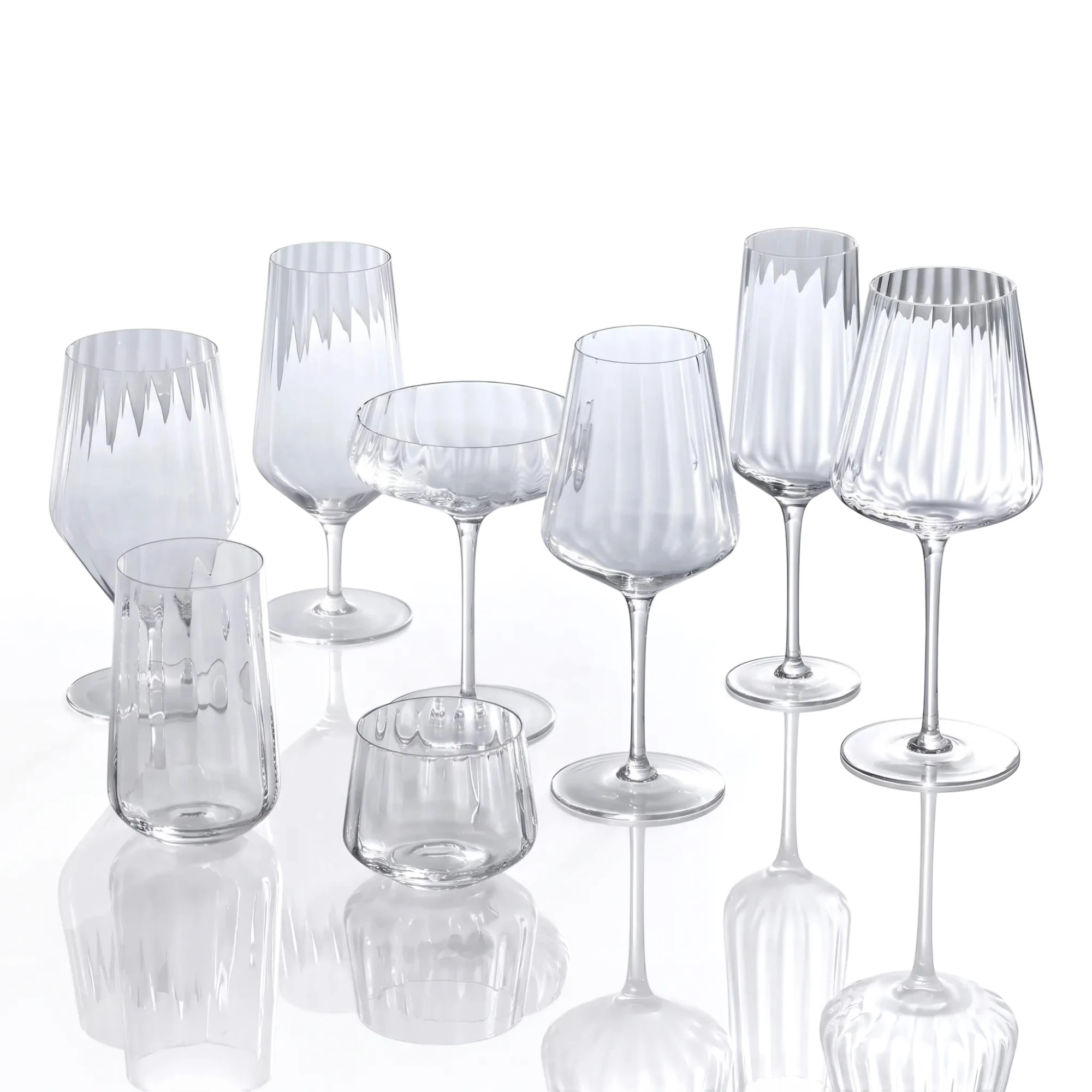 Iridescent Ribbed Wine & Cocktail Glasses – Aura Collection