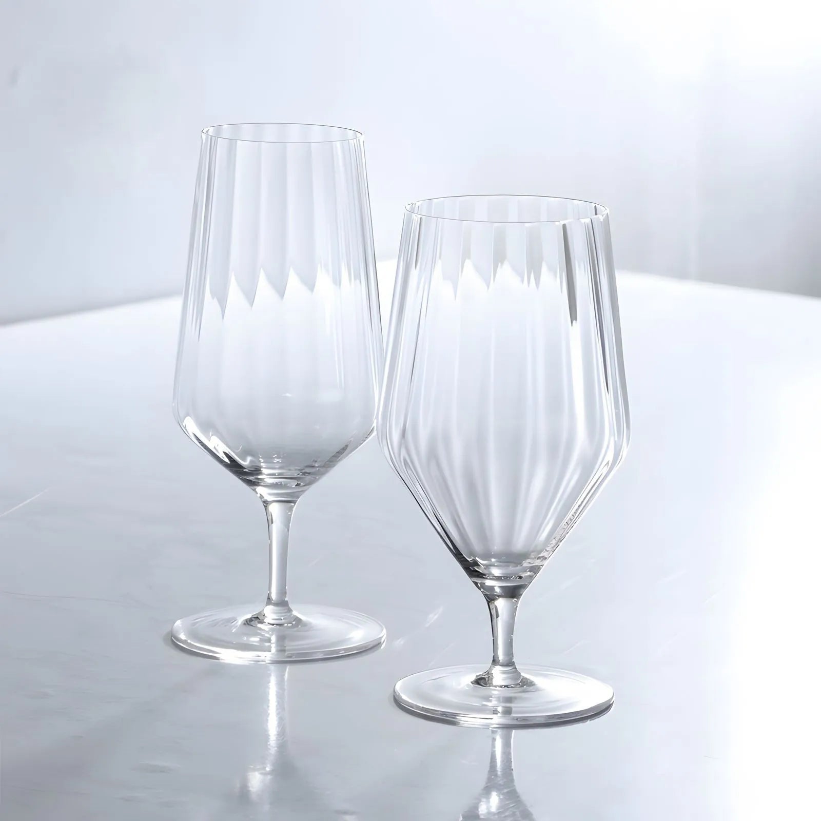 Iridescent Ribbed Wine & Cocktail Glasses – Aura Collection