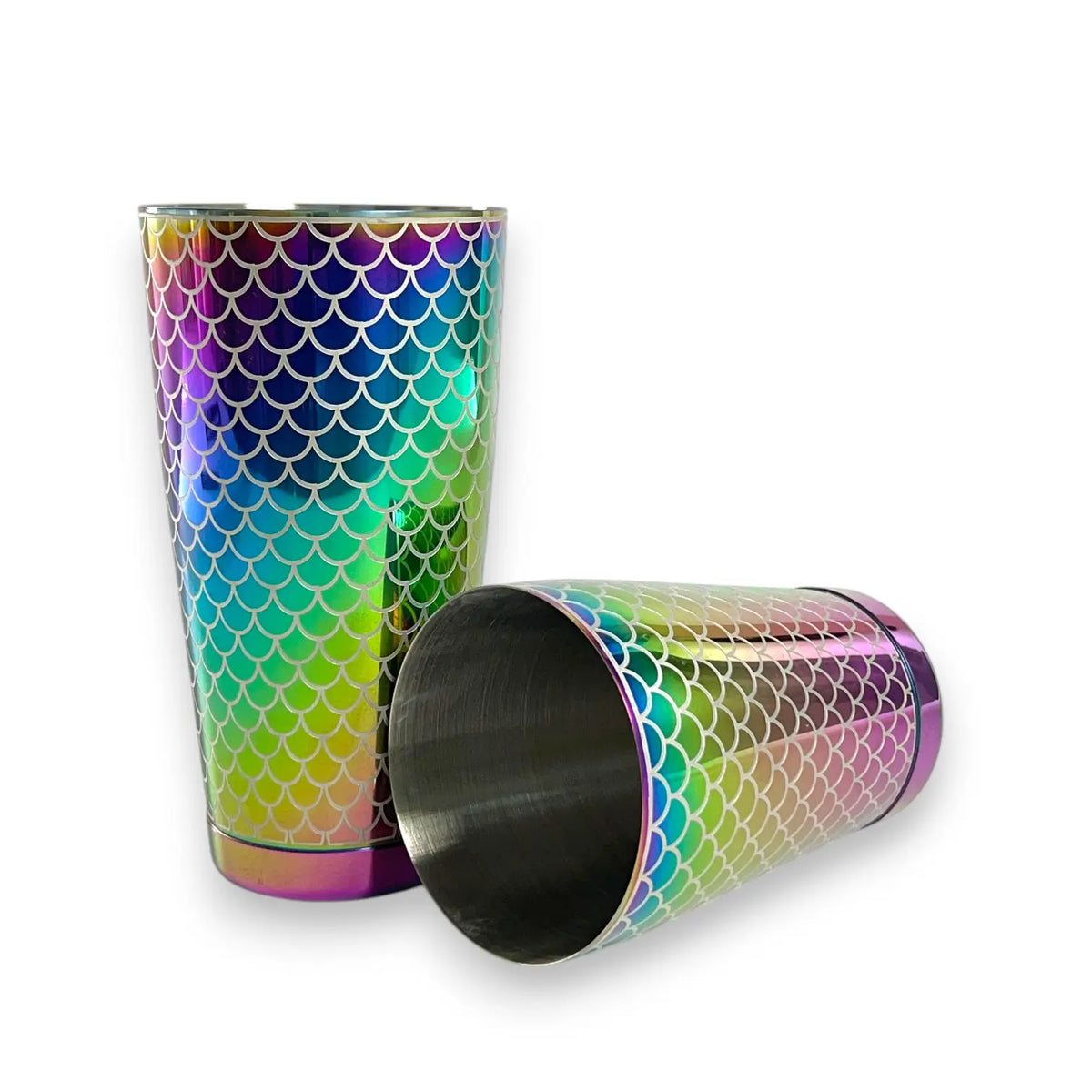 Fish Scale Etched Boston Shaker - Iridescent