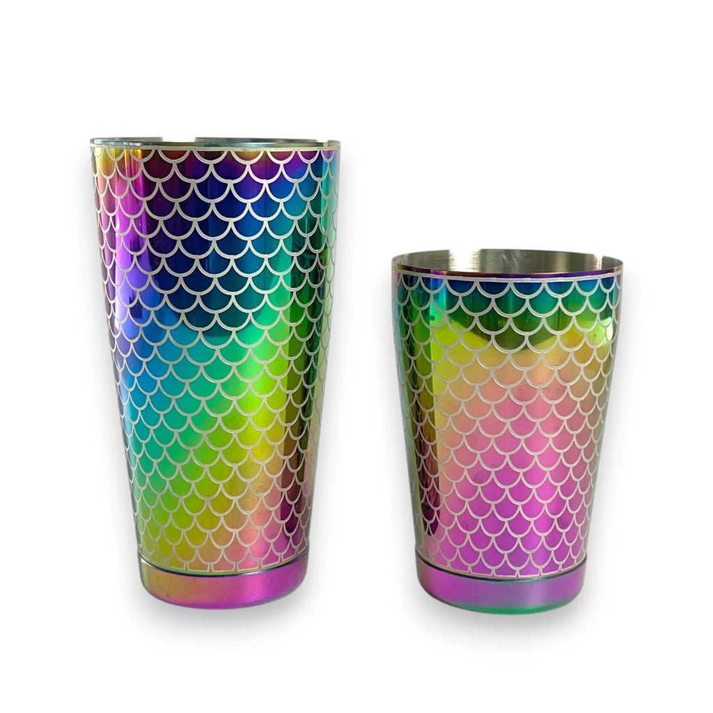 Fish Scale Etched Boston Shaker - Iridescent