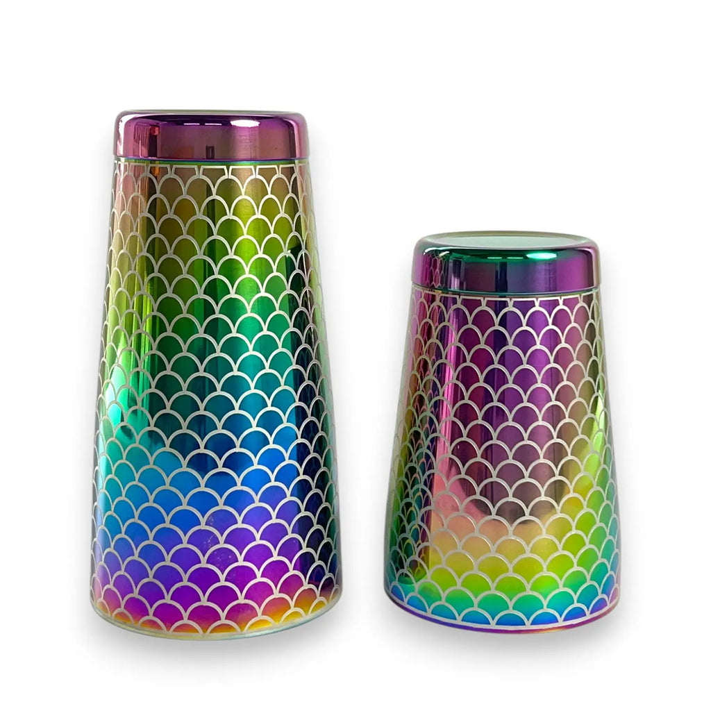 Fish Scale Etched Boston Shaker - Iridescent