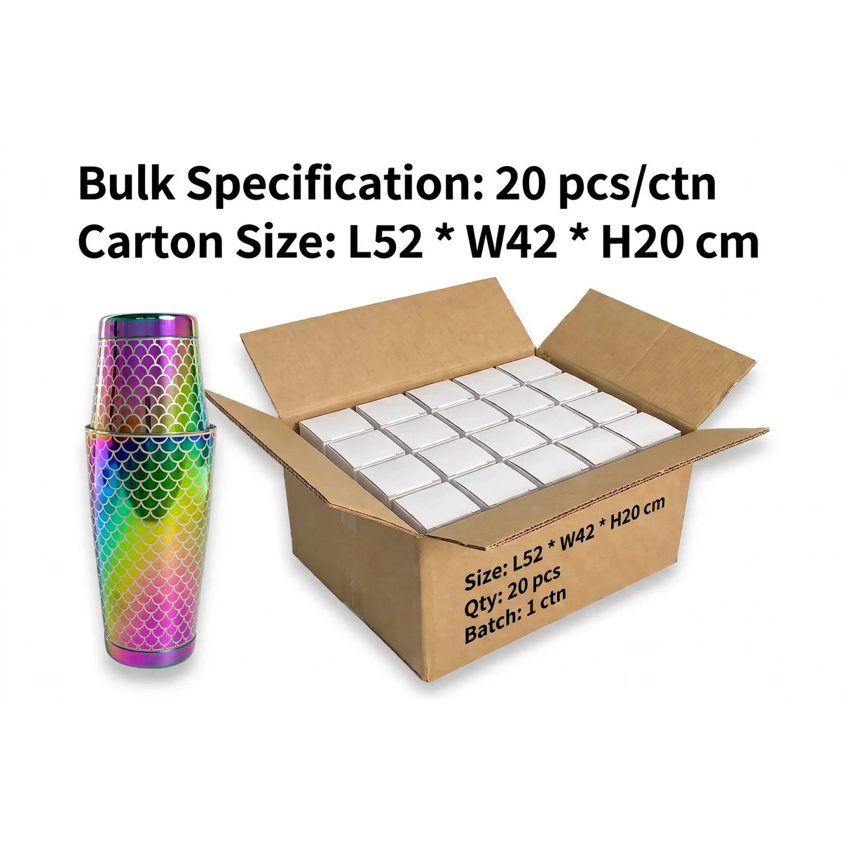 Fish Scale Etched Boston Shaker - Iridescent
