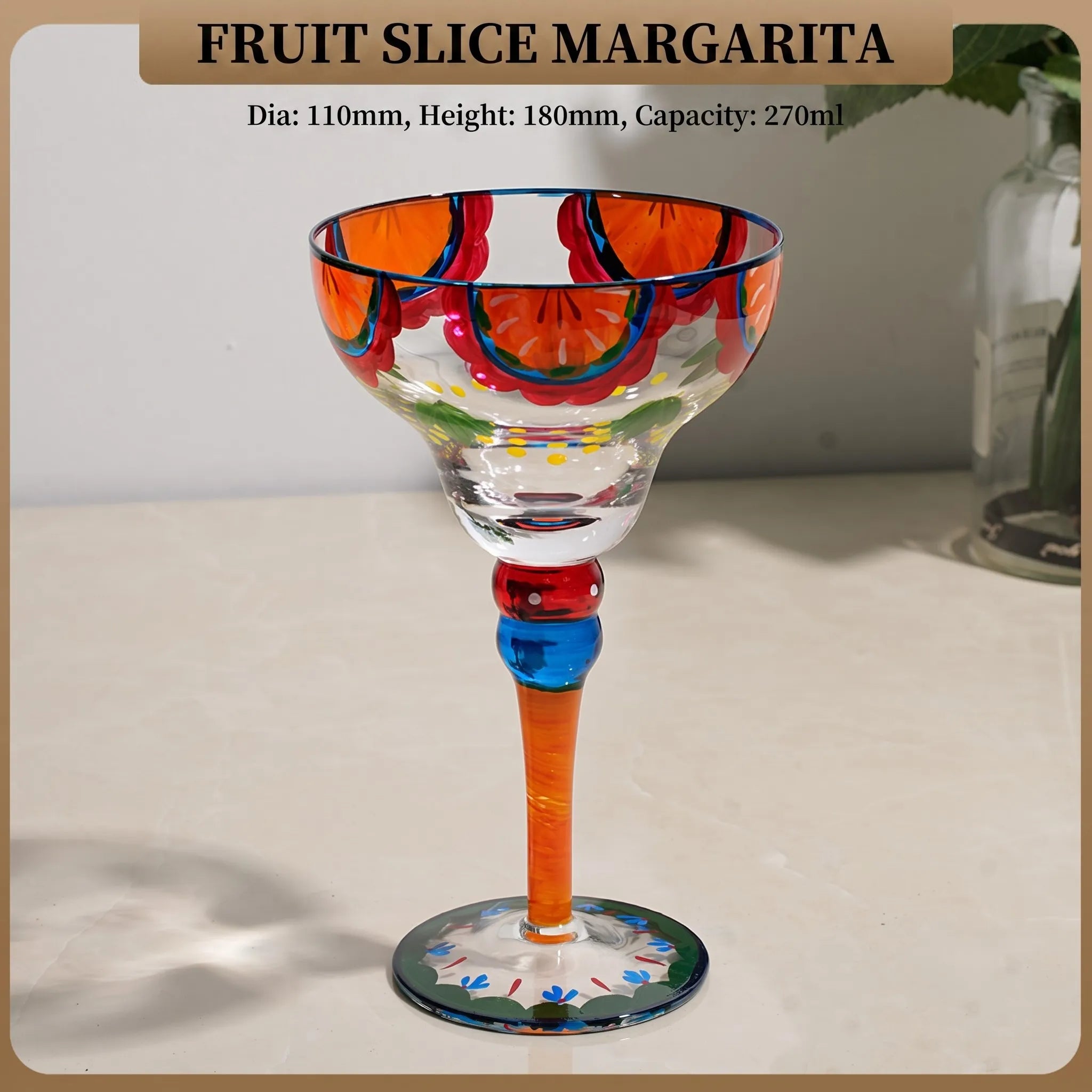 Hand Painted Margarita Glass