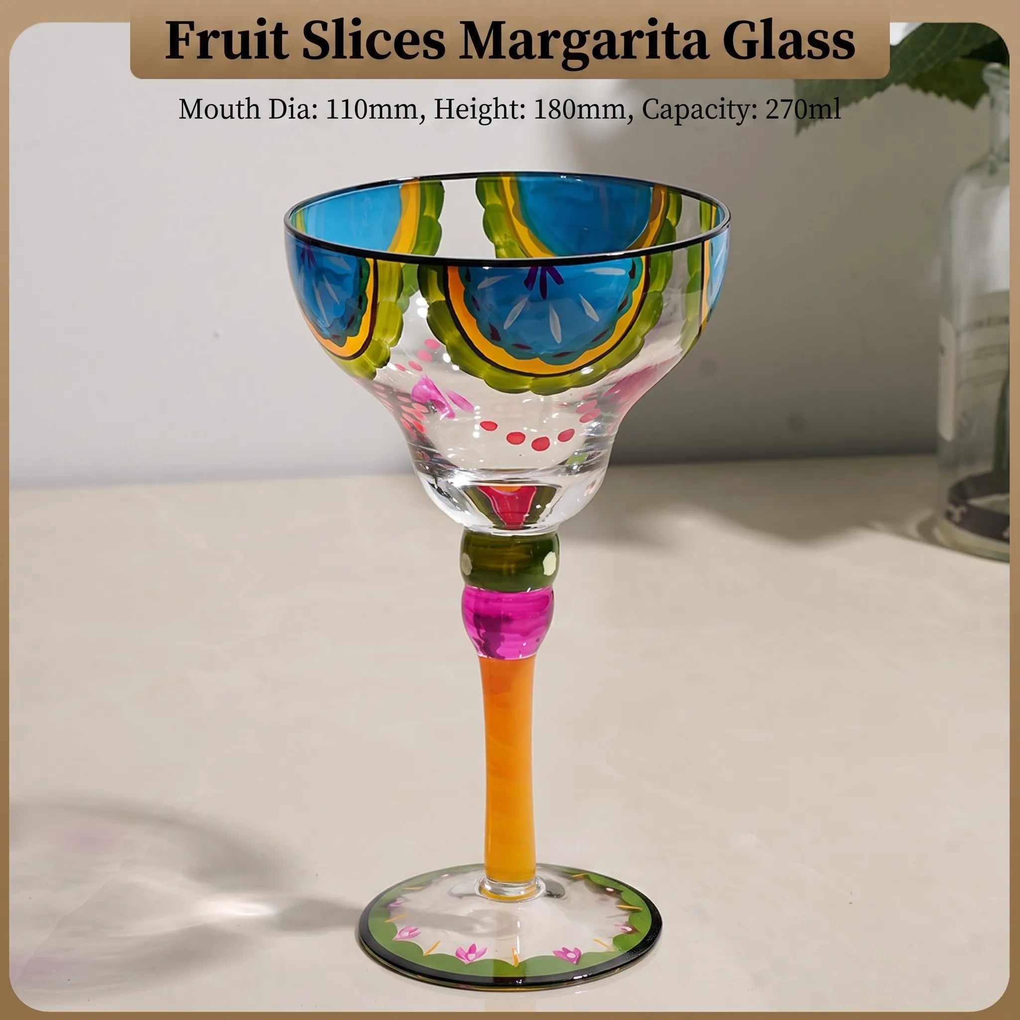 Hand Painted Margarita Glass