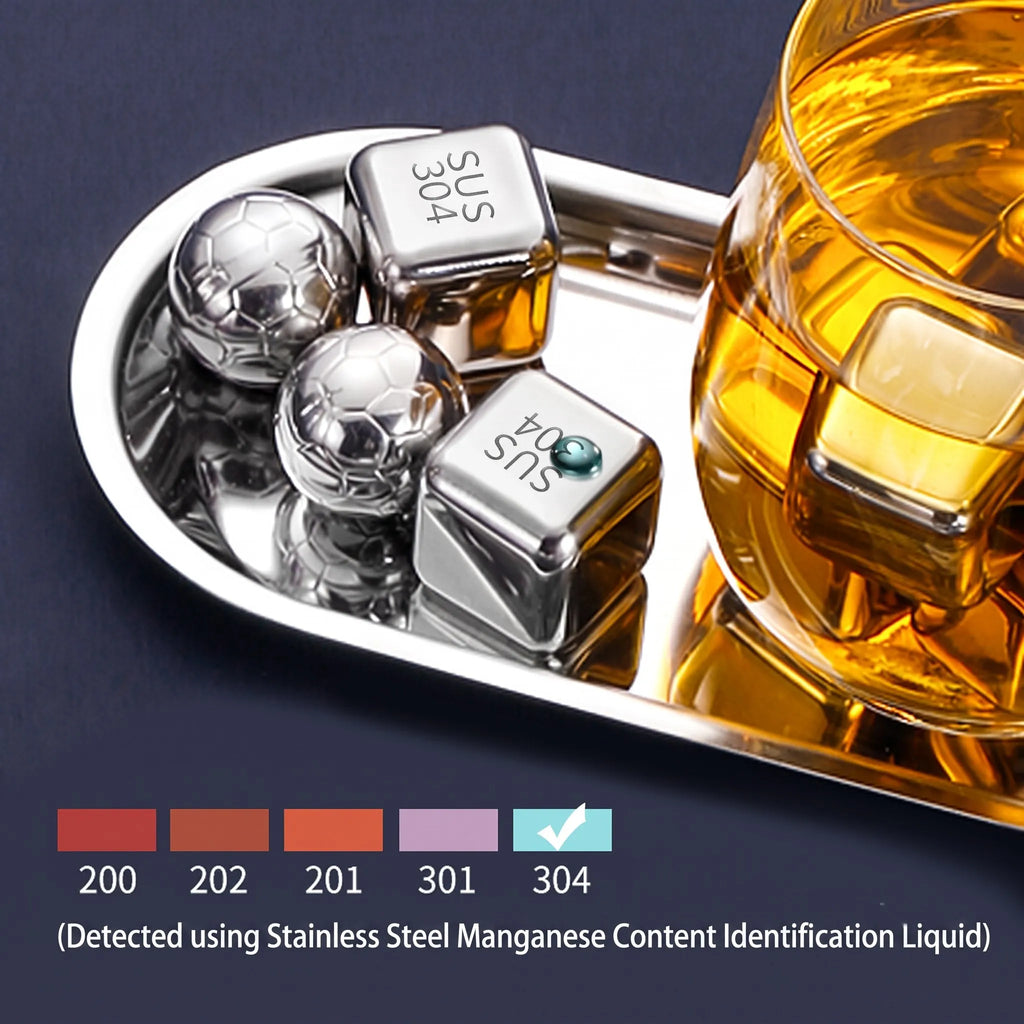 Reusable 304 Stainless Steel Ice Cubes with Tongs