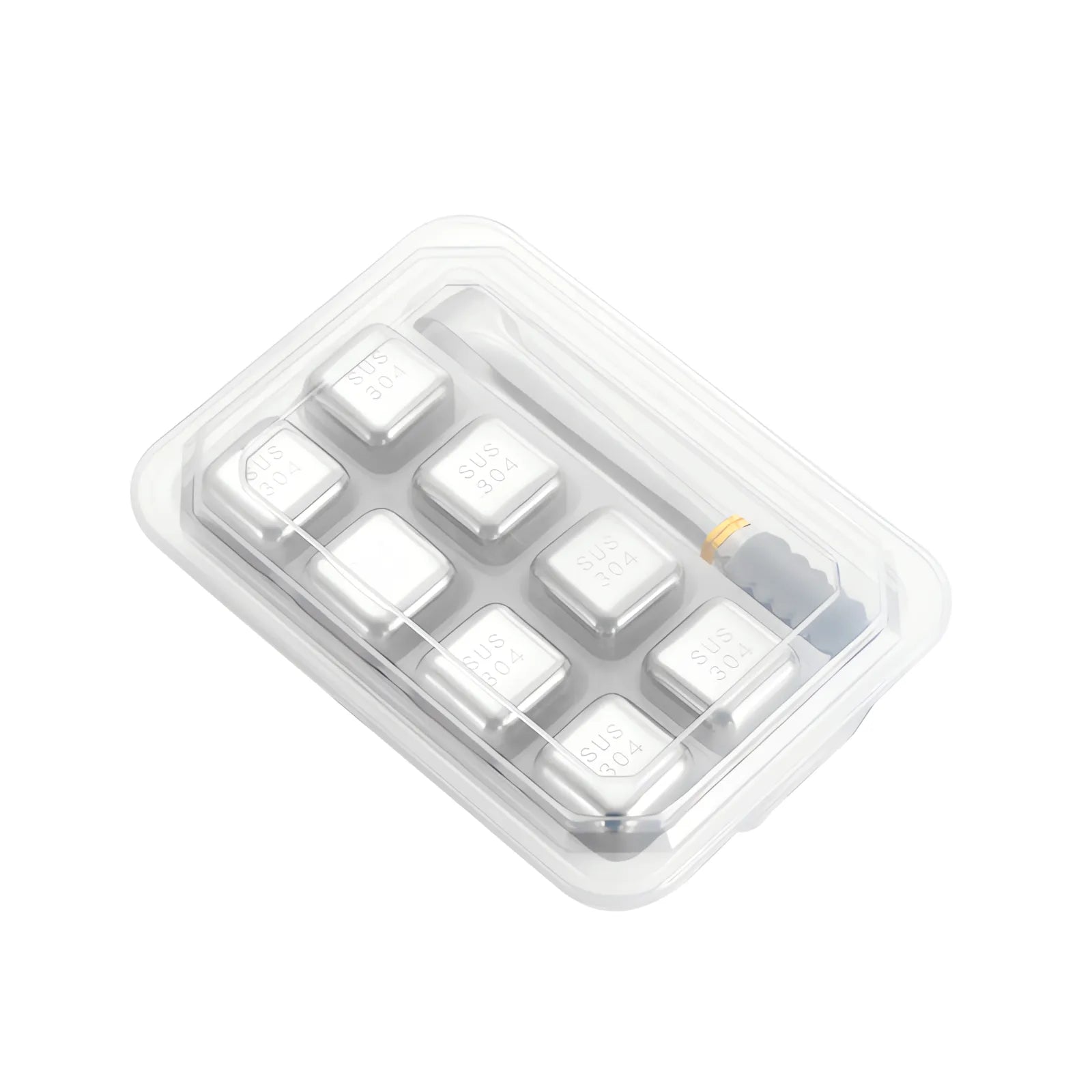 Reusable 304 Stainless Steel Ice Cubes with Tongs