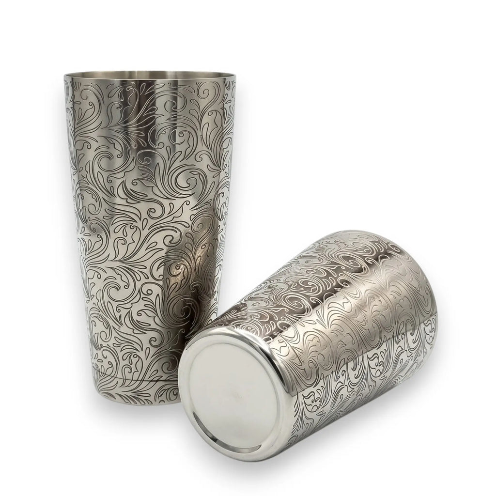 Tidal Flow Etched Boston Shaker-Silver