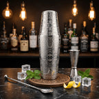 Baroque Bloom Etched Boston Shaker - Polished Silver