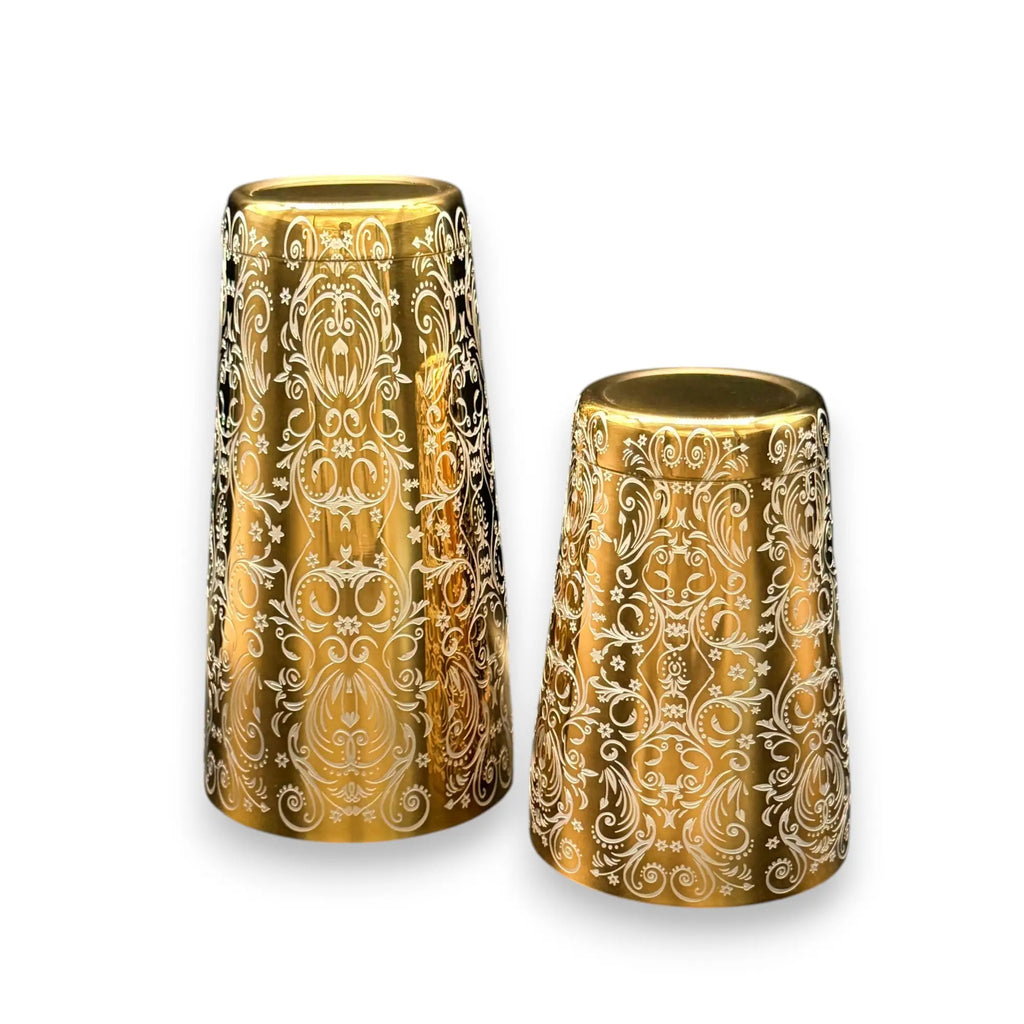Baroque Bloom Etched Boston Shaker - Gold