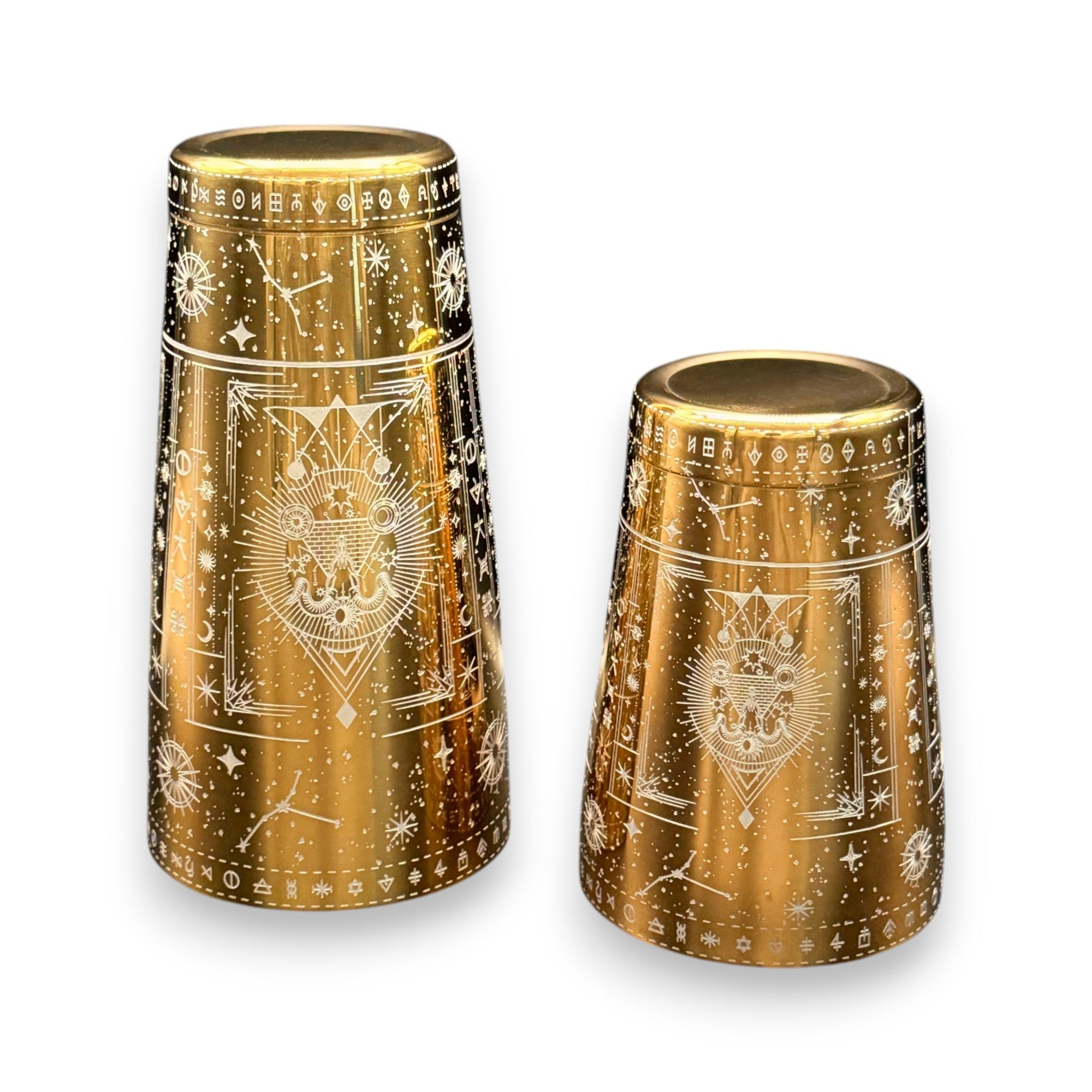 Cosmic Starry Night Boston Shaker- Professional 18oz & 28oz Celestial Map Etched Cocktail Shaker(Electroplated Gold)