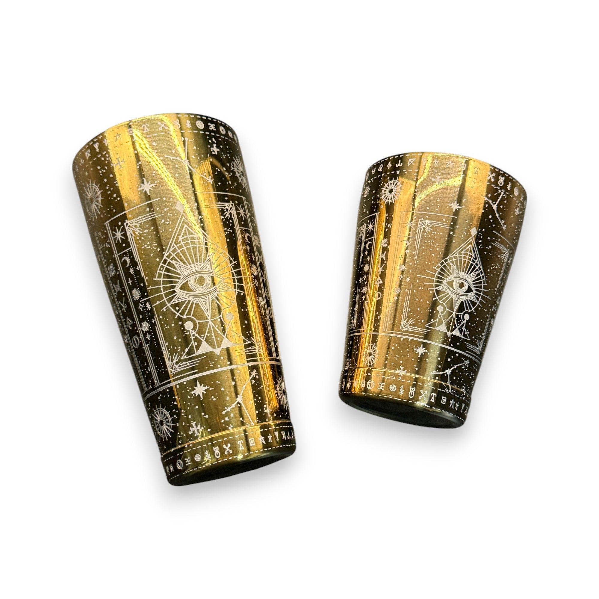 Cosmic Starry Night Boston Shaker- Professional 18oz & 28oz Celestial Map Etched Cocktail Shaker(Electroplated Gold)