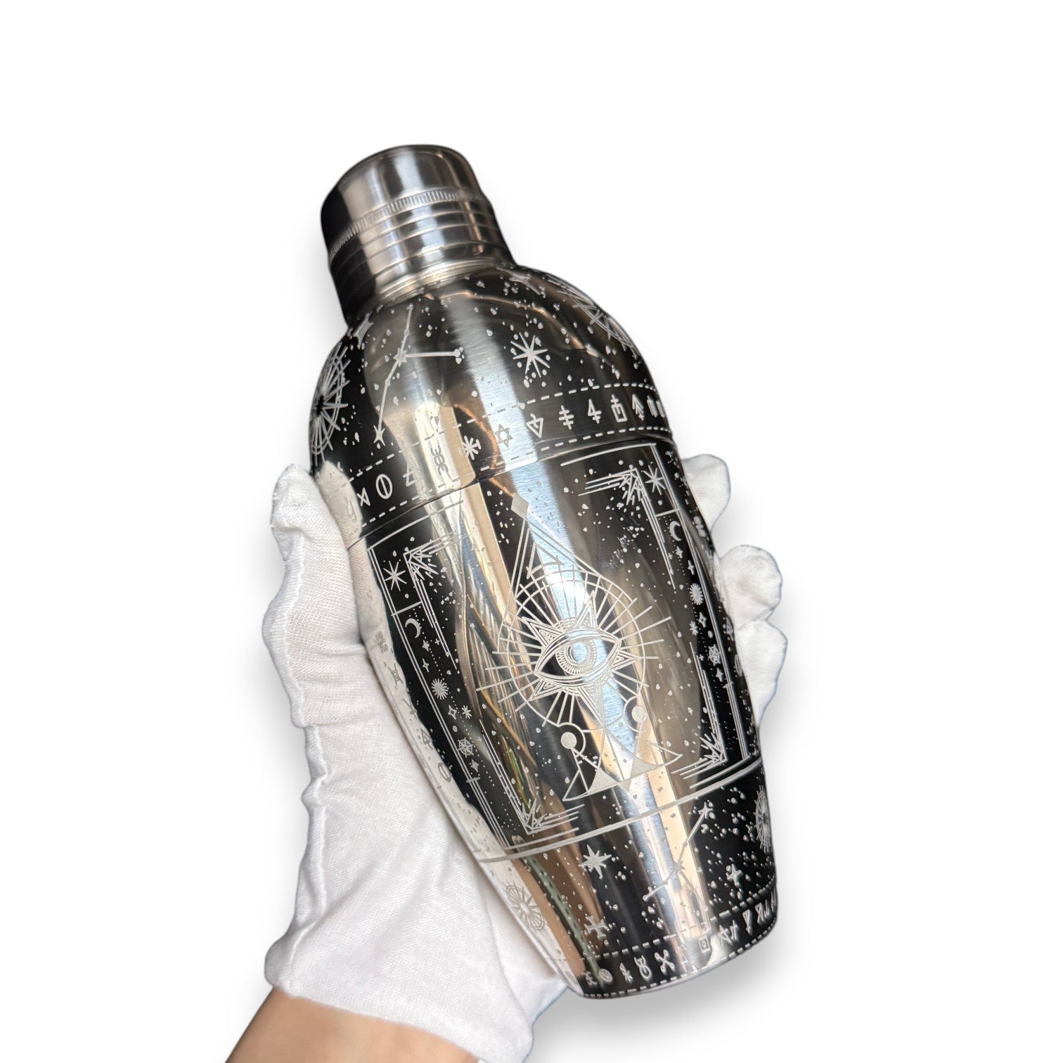 Cosmic Starry Night Cobbler Shaker - 500ml "All-Seeing Eye" Alchemical Star Map Cocktail Shaker