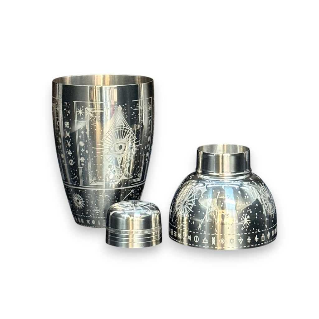 Cosmic Starry Night Cobbler Shaker - 500ml "All-Seeing Eye" Alchemical Star Map Cocktail Shaker