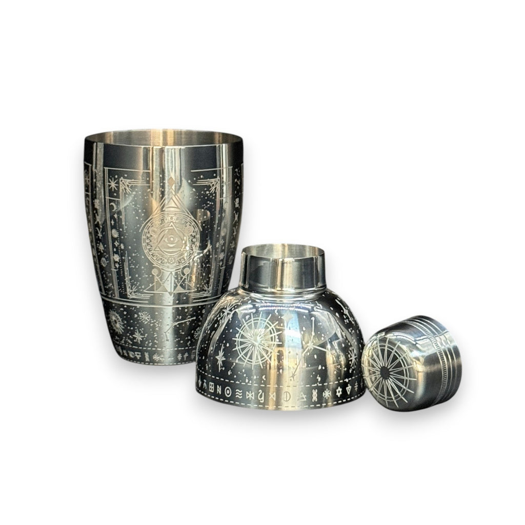 Cosmic Starry Night Cobbler Shaker - 500ml "All-Seeing Eye" Alchemical Star Map Cocktail Shaker