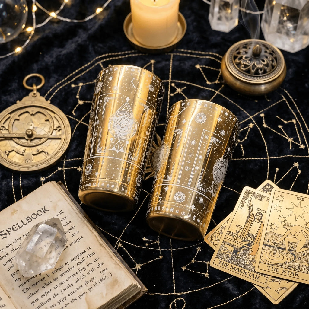 Cosmic Starry Night Boston Shaker- Professional 18oz & 28oz Celestial Map Etched Cocktail Shaker(Electroplated Gold)
