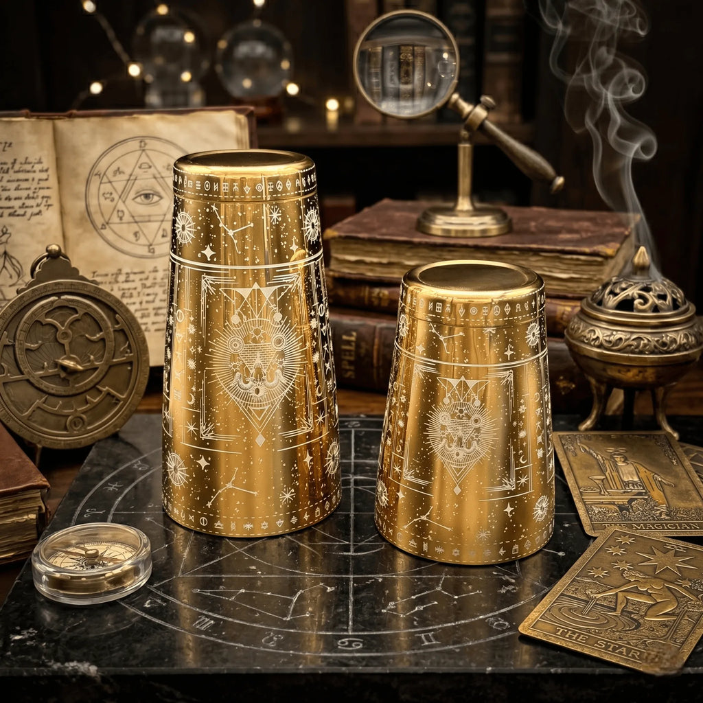 Cosmic Starry Night Boston Shaker- Professional 18oz & 28oz Celestial Map Etched Cocktail Shaker(Electroplated Gold)