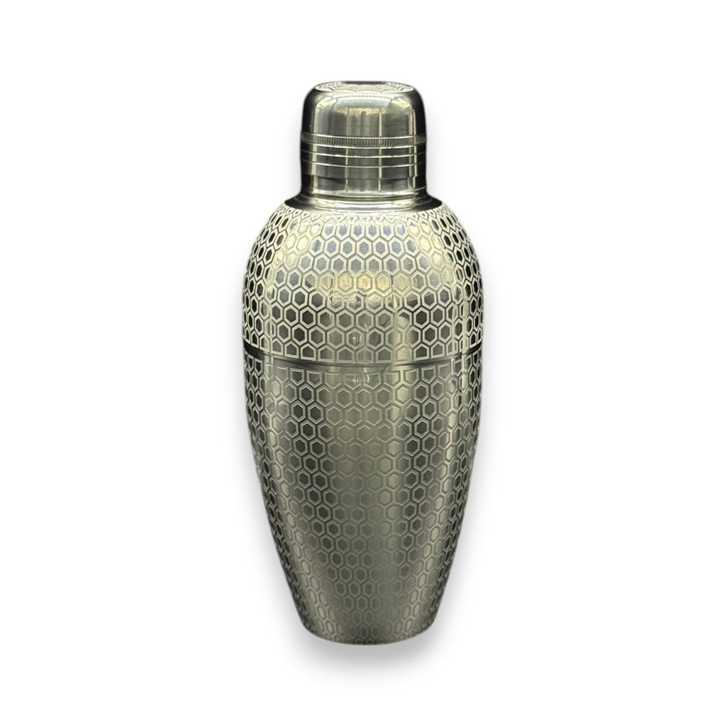 Geometric Hexagon Cobbler Shaker - 500ml Precision Etched Matrix Cocktail Shaker (High-Polish Steel)