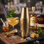 Honeycomb Cocktail Shaker – Etched Boston Shaker - Gold