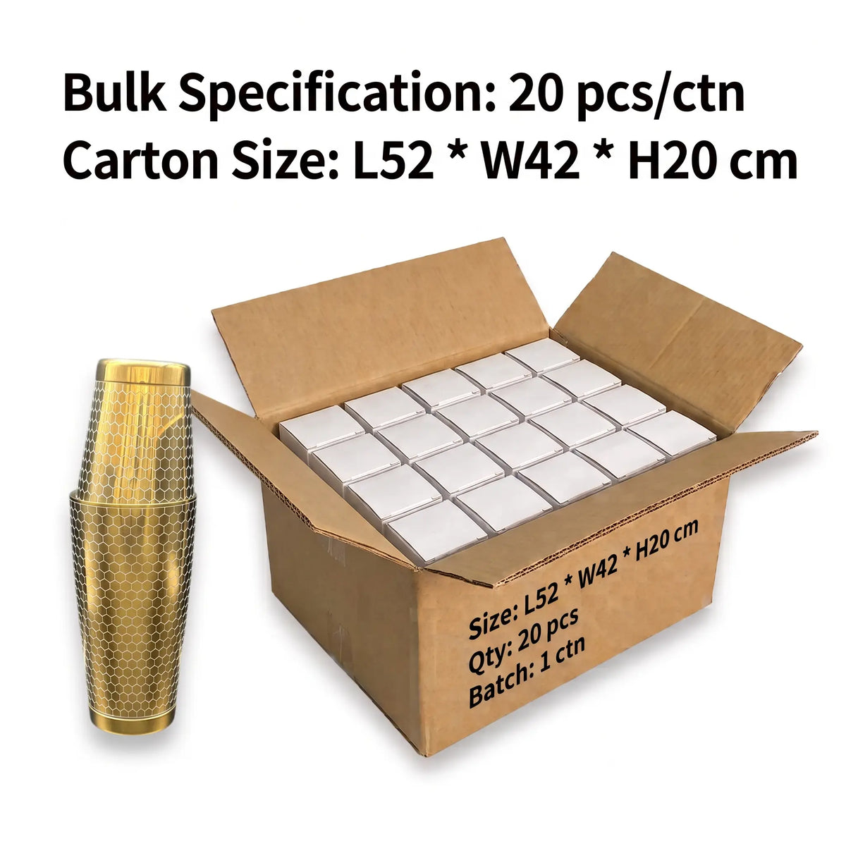 Honeycomb Cocktail Shaker – Etched Boston Shaker - Gold