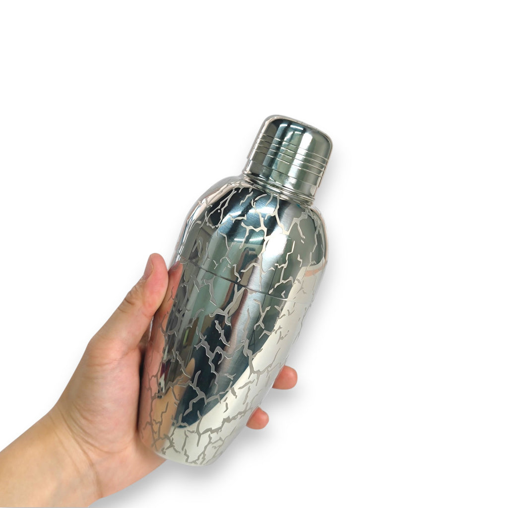 "Ice-Crackle" Cobbler Shaker - 500ml Zen-Inspired Etched Professional Cobbler Shaker