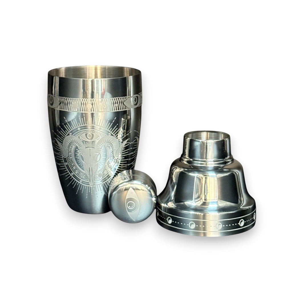 "Mythical Eyed Goat" Cobbler Shaker - 500ml Gothic Occult "All-Seeing Eye" Cocktail Shaker
