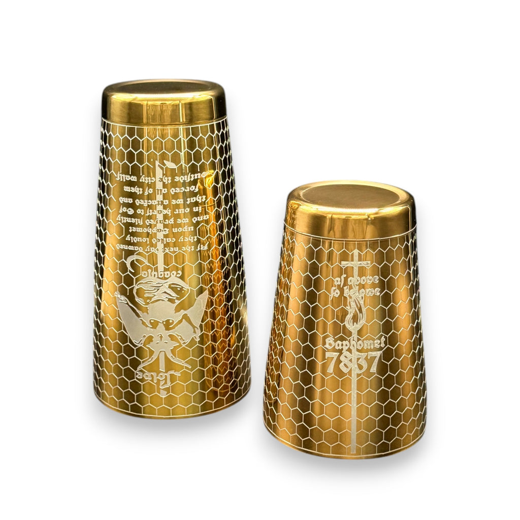 "Alchemy & Art" Subculture Baphomet Boston Shaker - Professional 18oz & 28oz Etched Shaker(PVD Gold)