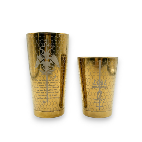 "Alchemy & Art" Subculture Baphomet Boston Shaker - Professional 18oz & 28oz Etched Shaker(PVD Gold)