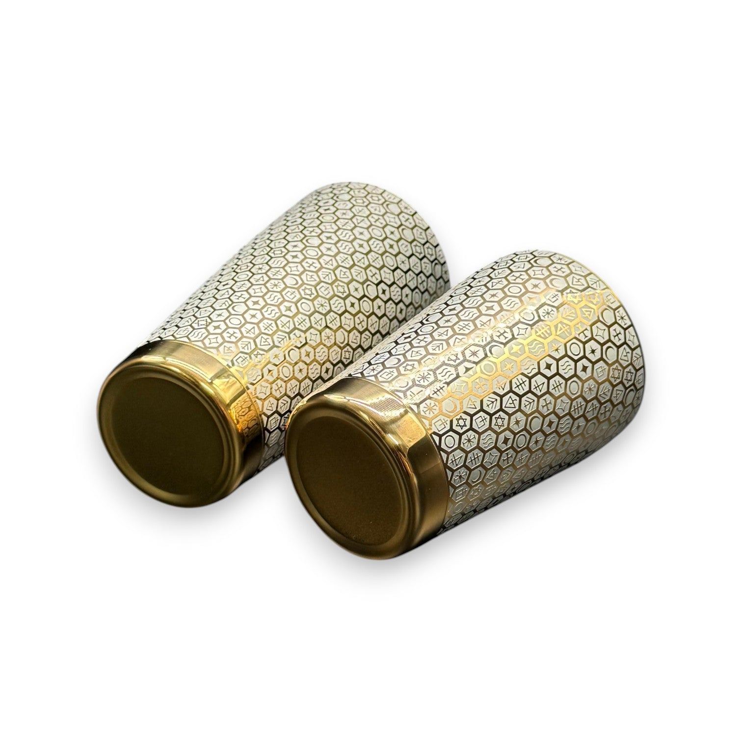 The Alchemical Hexagon Boston Shaker - Professional 18oz & 28oz Rune-Etched Leak-Proof Shaker(Electroplated Gold)