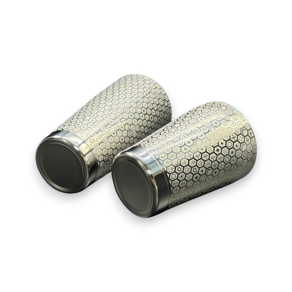 The Alchemical Hexagon Boston Shaker - Professional 18oz & 28oz Rune-Etched Leak-Proof Shaker(Polished Silver)