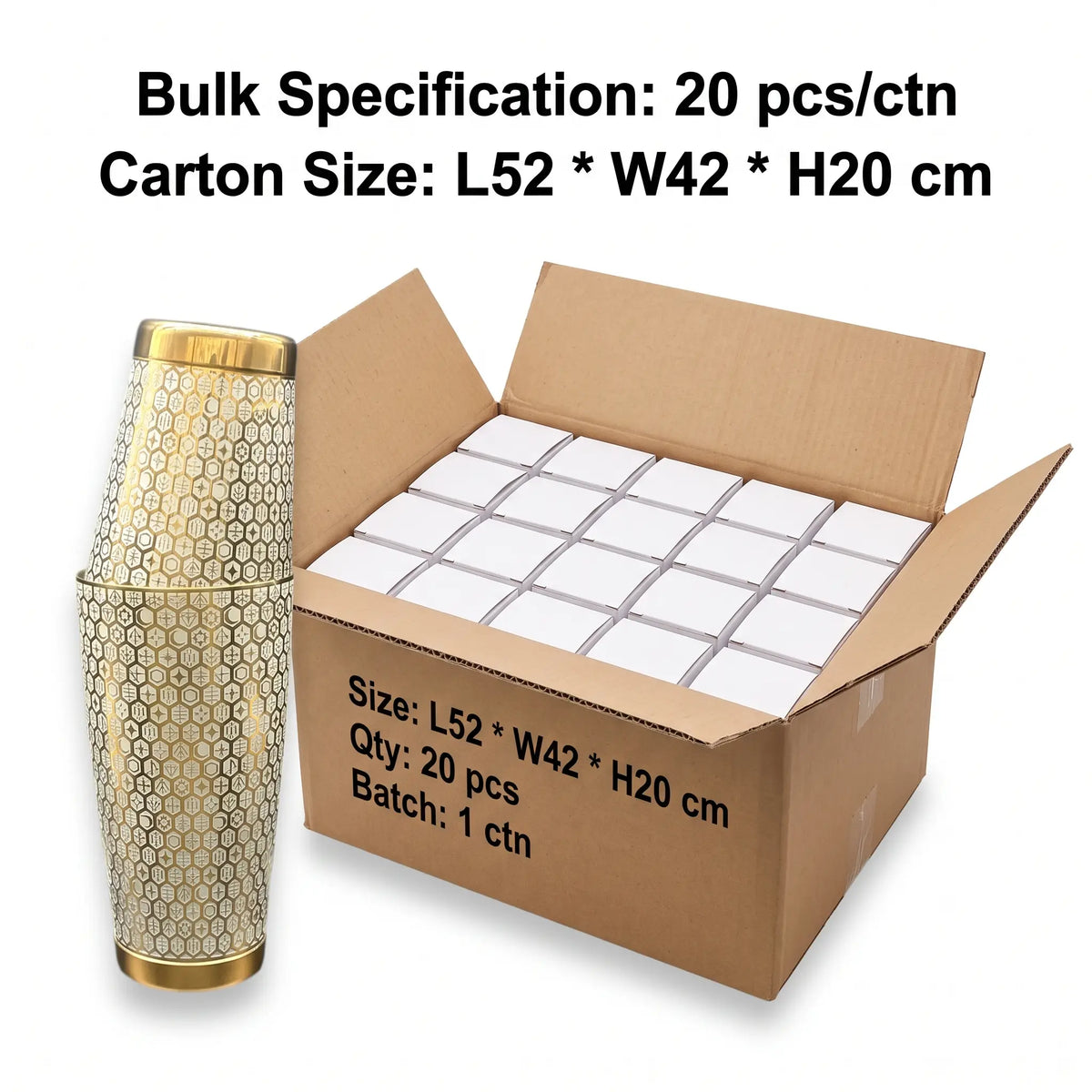 Alchemical Gold Hexagon Shaker – Rune-Etched Boston Shaker