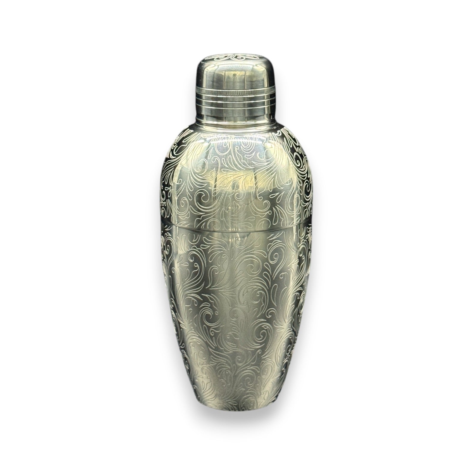 Tidal Flow Cobbler Shaker - 500ml Wind & Wave Etched Professional 3-Piece Cocktail Shaker
