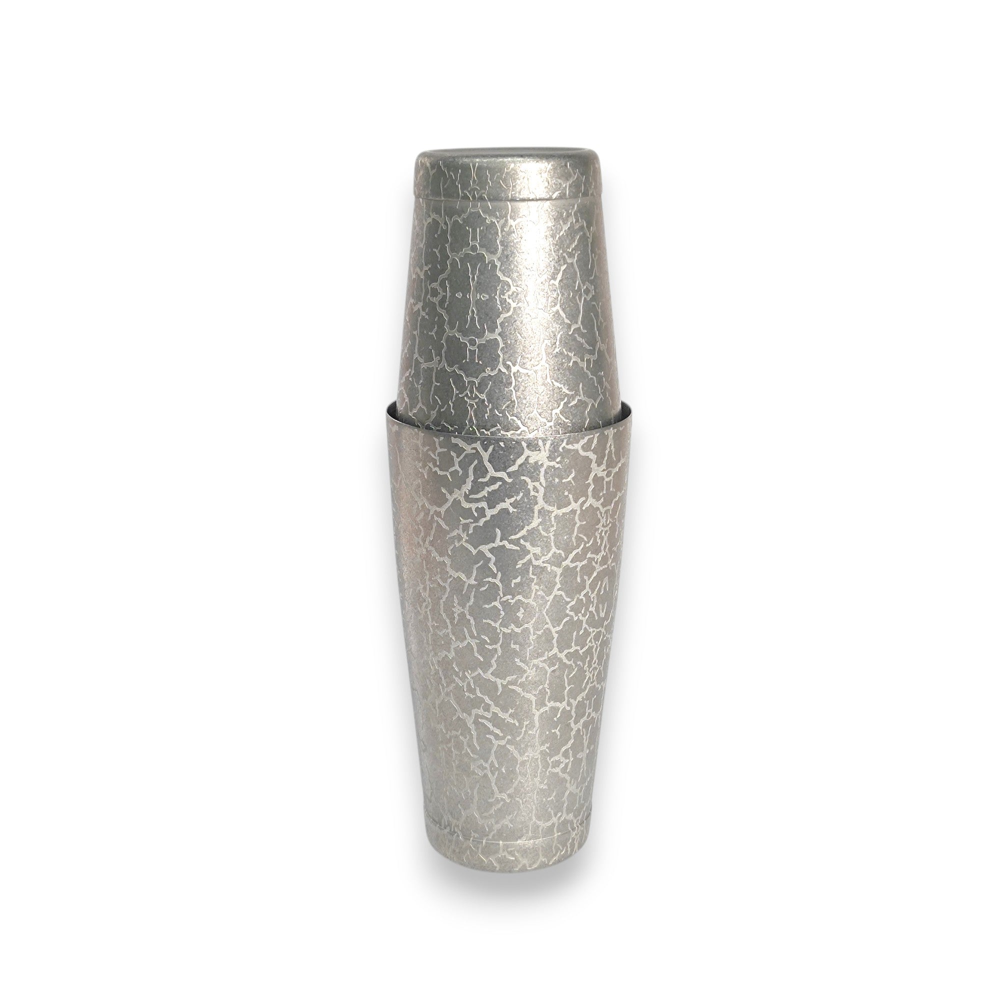 Vintage Ice-Crack Boston Shaker - Professional 18oz & 28oz Weighted Cocktail Shaker (Antique Silver - Minimalist)