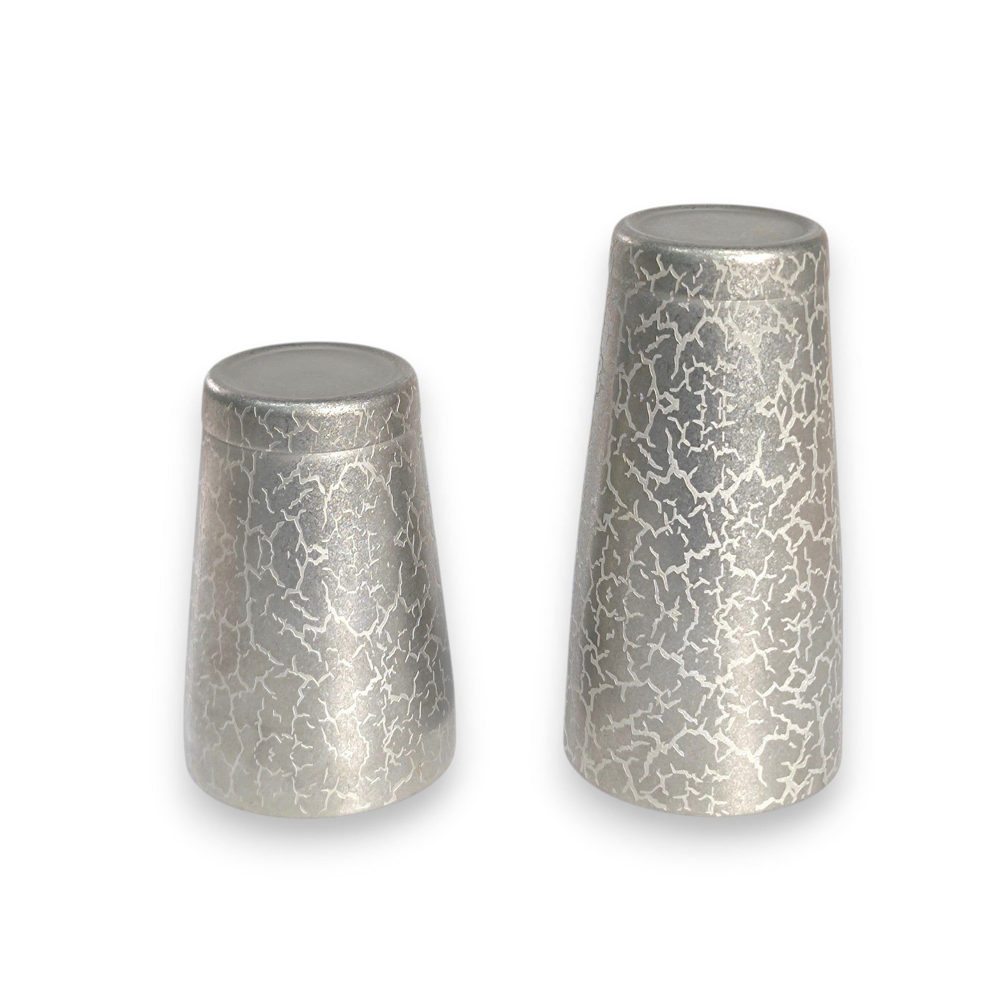 Vintage Ice-Crack Boston Shaker - Professional 18oz & 28oz Weighted Cocktail Shaker (Antique Silver - Minimalist)